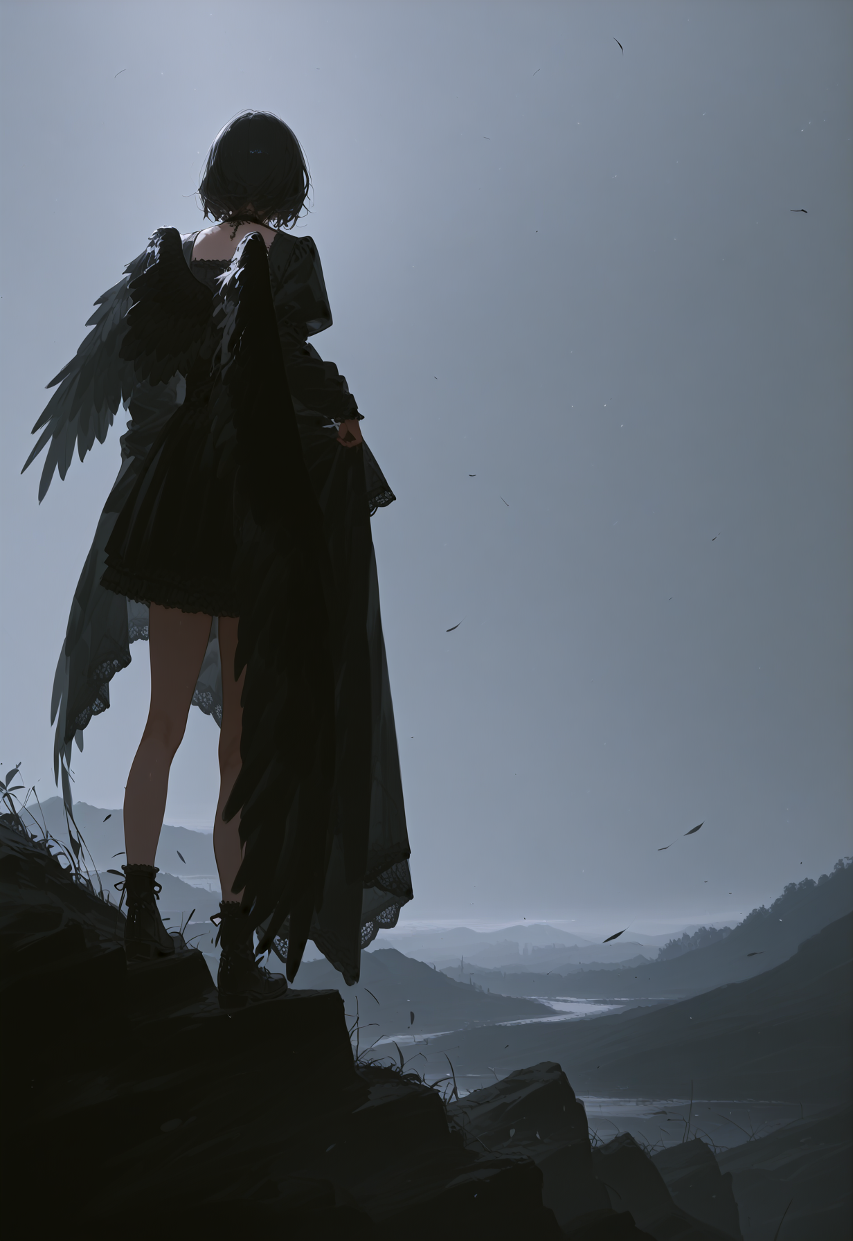 20240824190457 girl with black feathered wings from behind gothic 869847928 .png